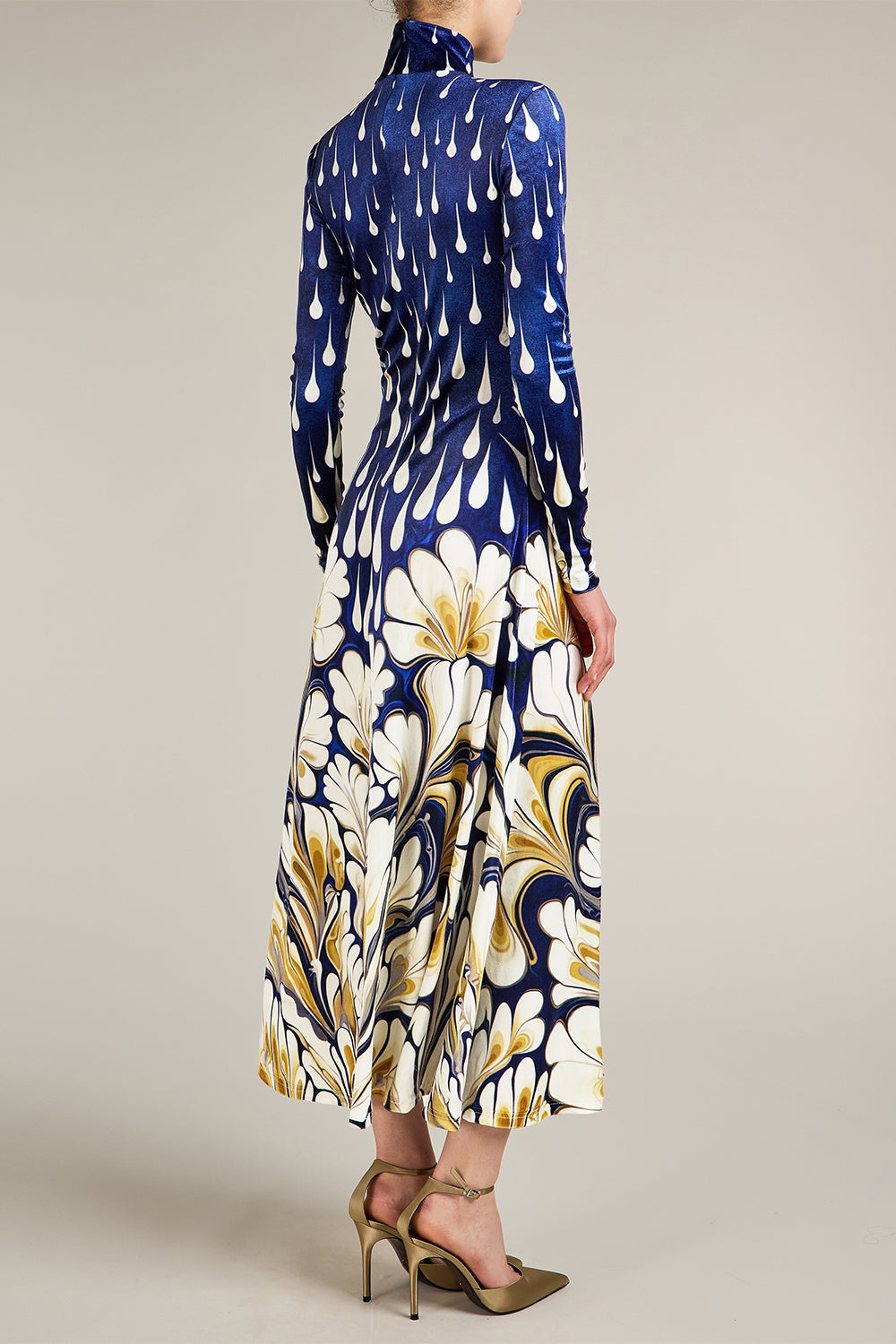 Ilya Floral Raindrop Turtleneck Midi Dress
