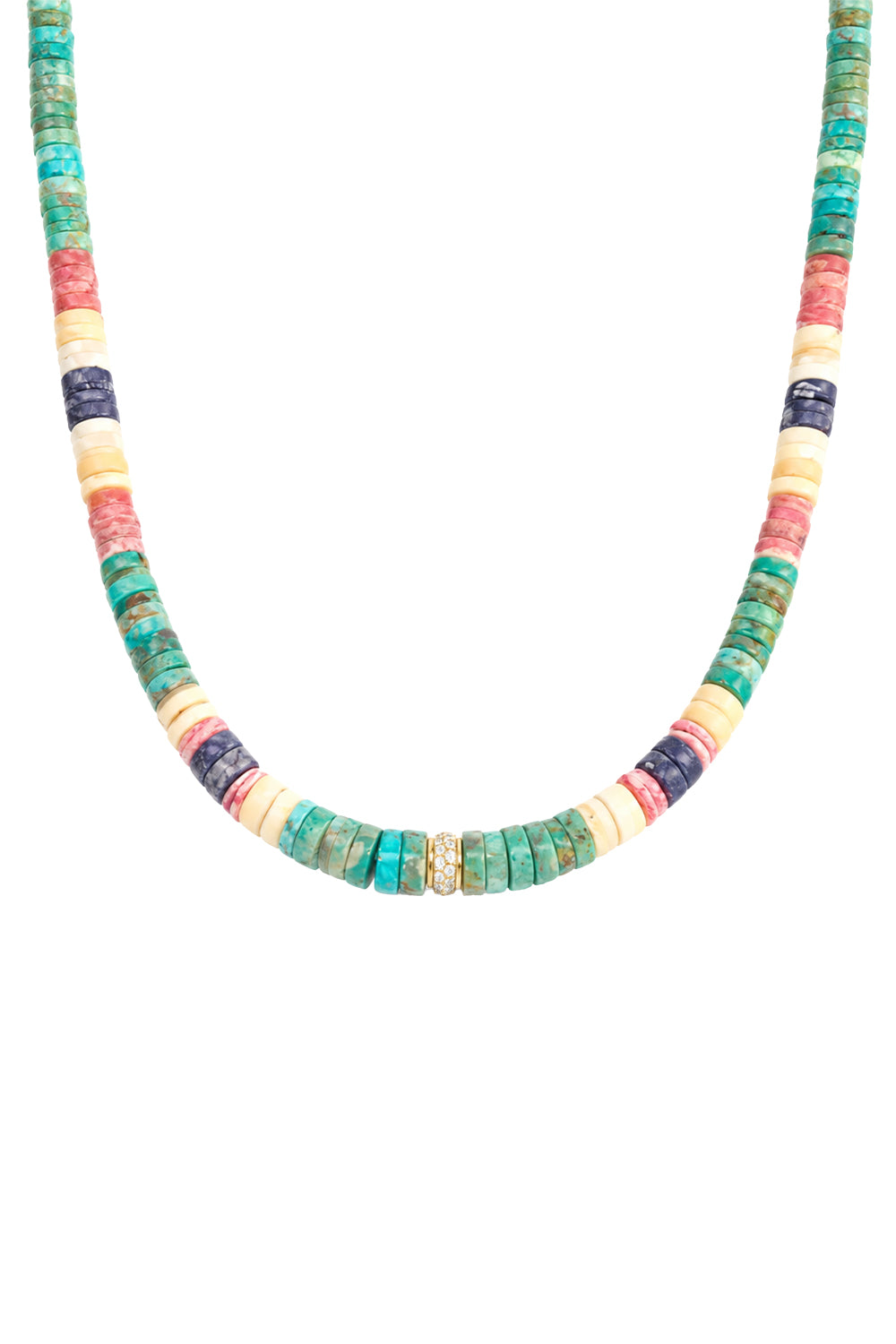  Turquoise Multicolor Beaded Chain Necklace-YELLOW GOLD-15-JEWELRYFINE JEWELNECKLACE O-JENNA BLAKE 