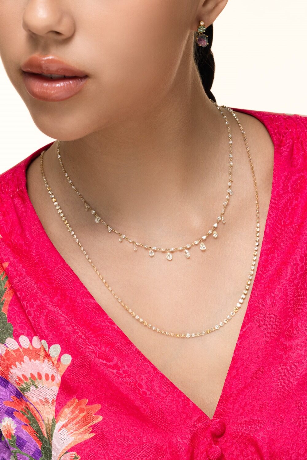 Diamond Full Cut Pear Drilled Necklace-YELLOW GOLD-18-JEWELRYFINE JEWELNECKLACE O-COOMI