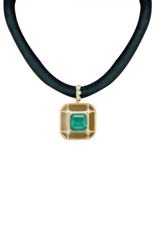 Emerald Crystal Necklace-YELLOW GOLD-JEWELRYFINE JEWELNECKLACE O-DENISE CASSOU