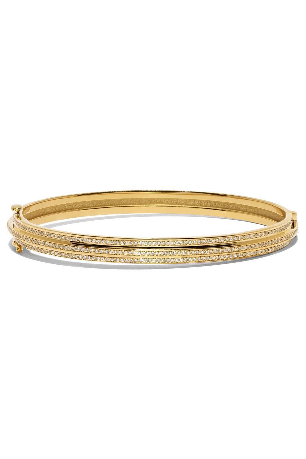 Three Tier Staircase Full Diamond Bangle Bracelet | AZLEE