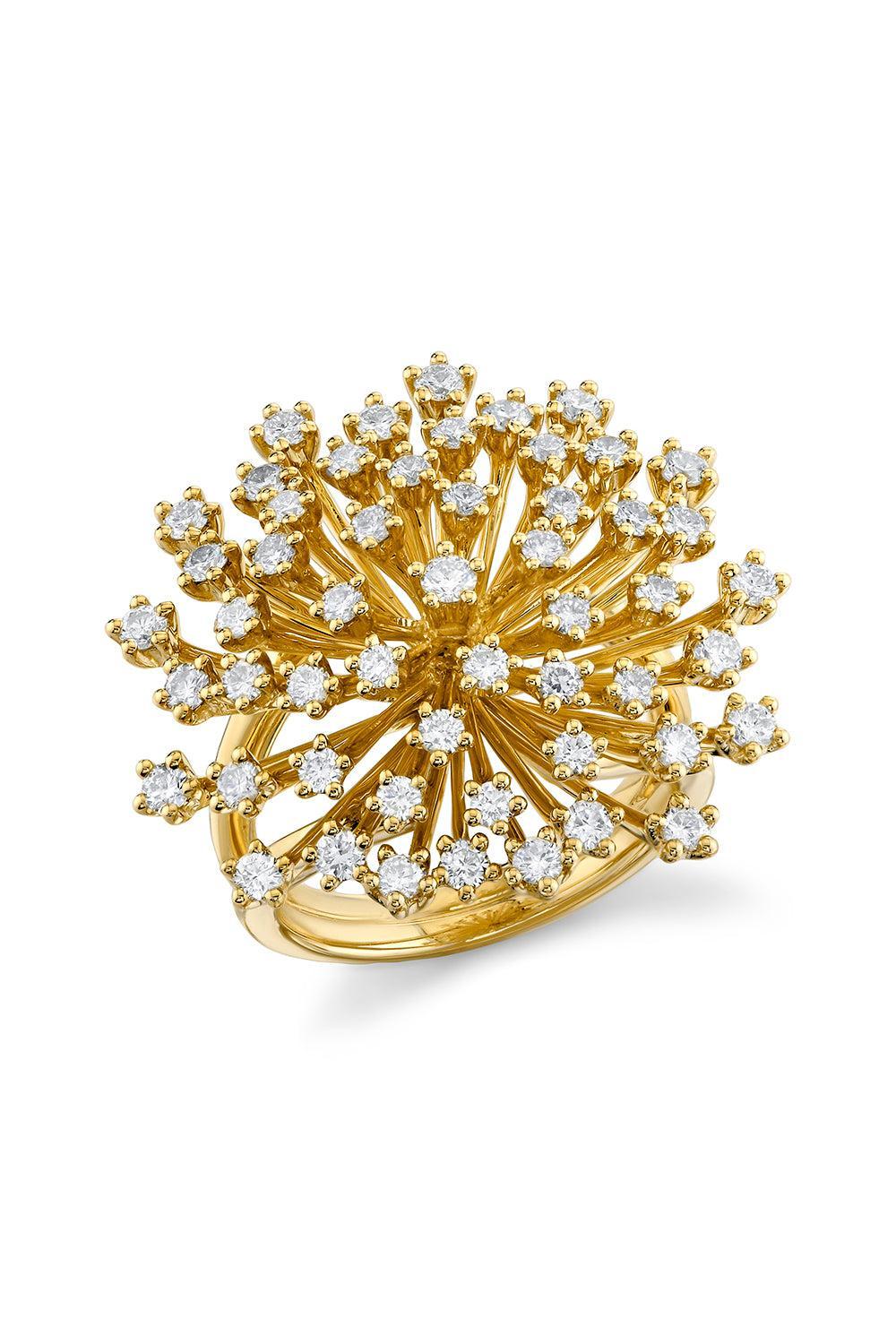 Diamond Large Flower Burst Ring-YELLOW GOLD-6.5-JEWELRYFINE JEWELRING-SYDNEY EVAN