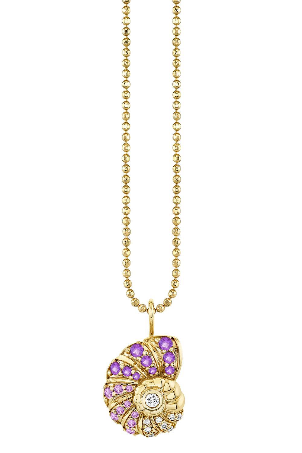 Sapphire Large Nautilus Charm Necklace-YELLOW GOLD-JEWELRYFINE JEWELNECKLACE O-SYDNEY EVAN