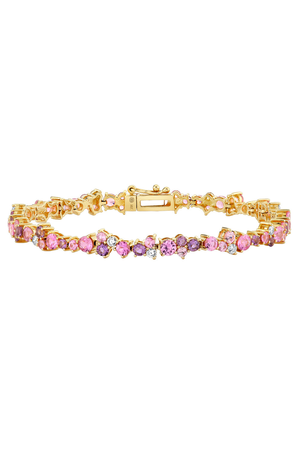 Pink Sapphire Diamond Cocktail Tennis Bracelet