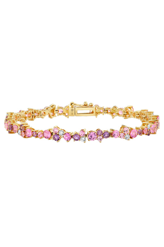 Pink Sapphire Diamond Cocktail Tennis Bracelet