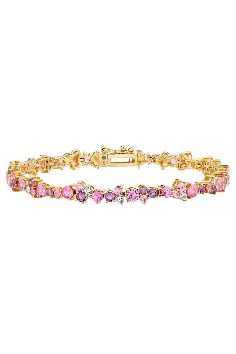 Pink Sapphire Diamond Cocktail Tennis Bracelet