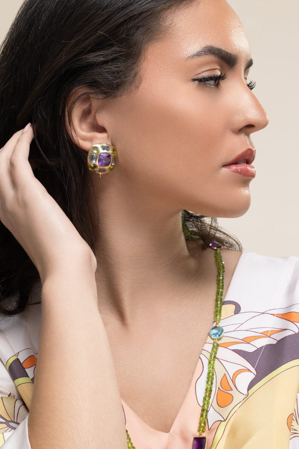 Amethyst Topaz Peridot Dominique Earrings-GREEN-JEWELRYBOUTIQUEEARRING-BOUNKIT JEWELRY