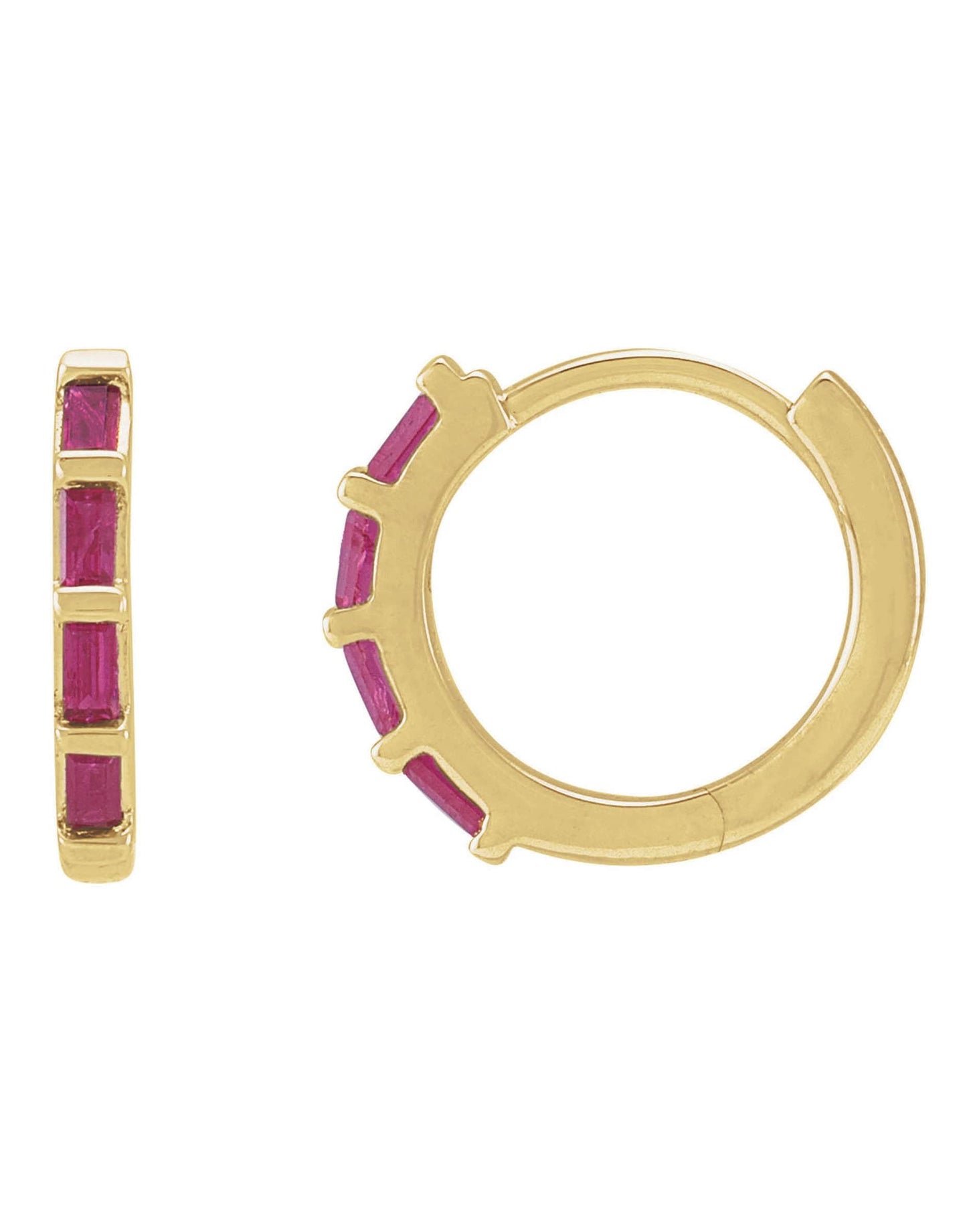 302 FINE JEWELRY-Ruby Hoop Earrings-YELLOW GOLD