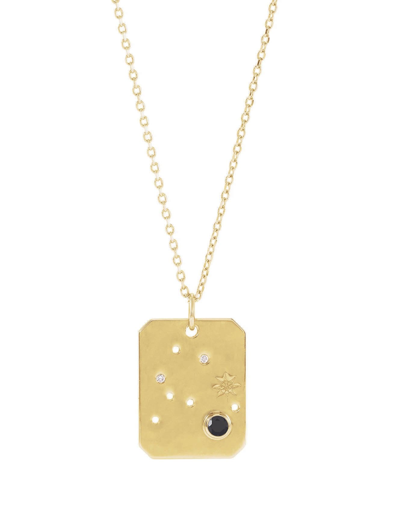 302 FINE JEWELRY-Aquarius Zodiac Necklace-YELLOW GOLD