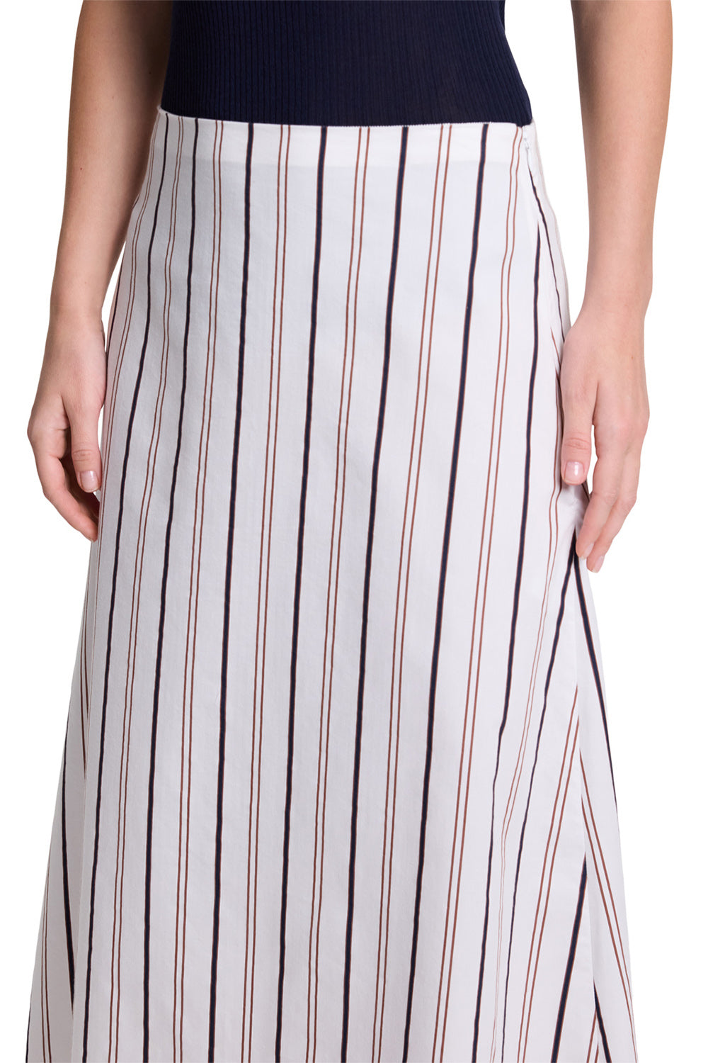  The A-Line Skirt - White Multi-STRIPE-2-CLOTHINGSKIRTMIDI-TWP 