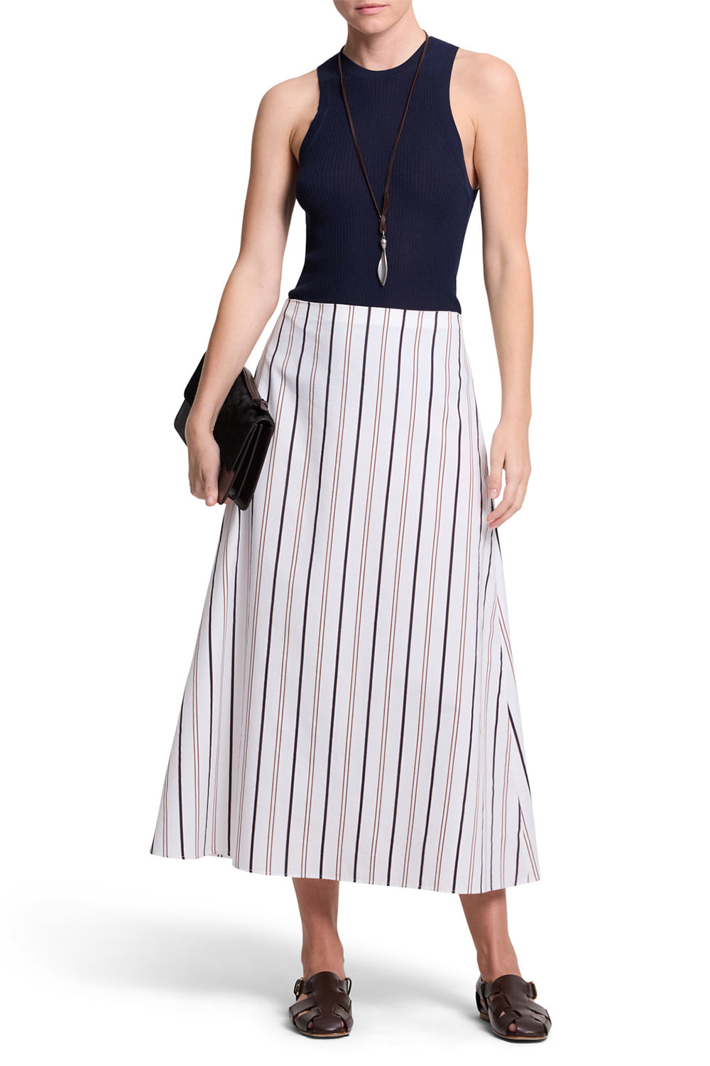  The A-Line Skirt - White Multi-STRIPE-2-CLOTHINGSKIRTMIDI-TWP 