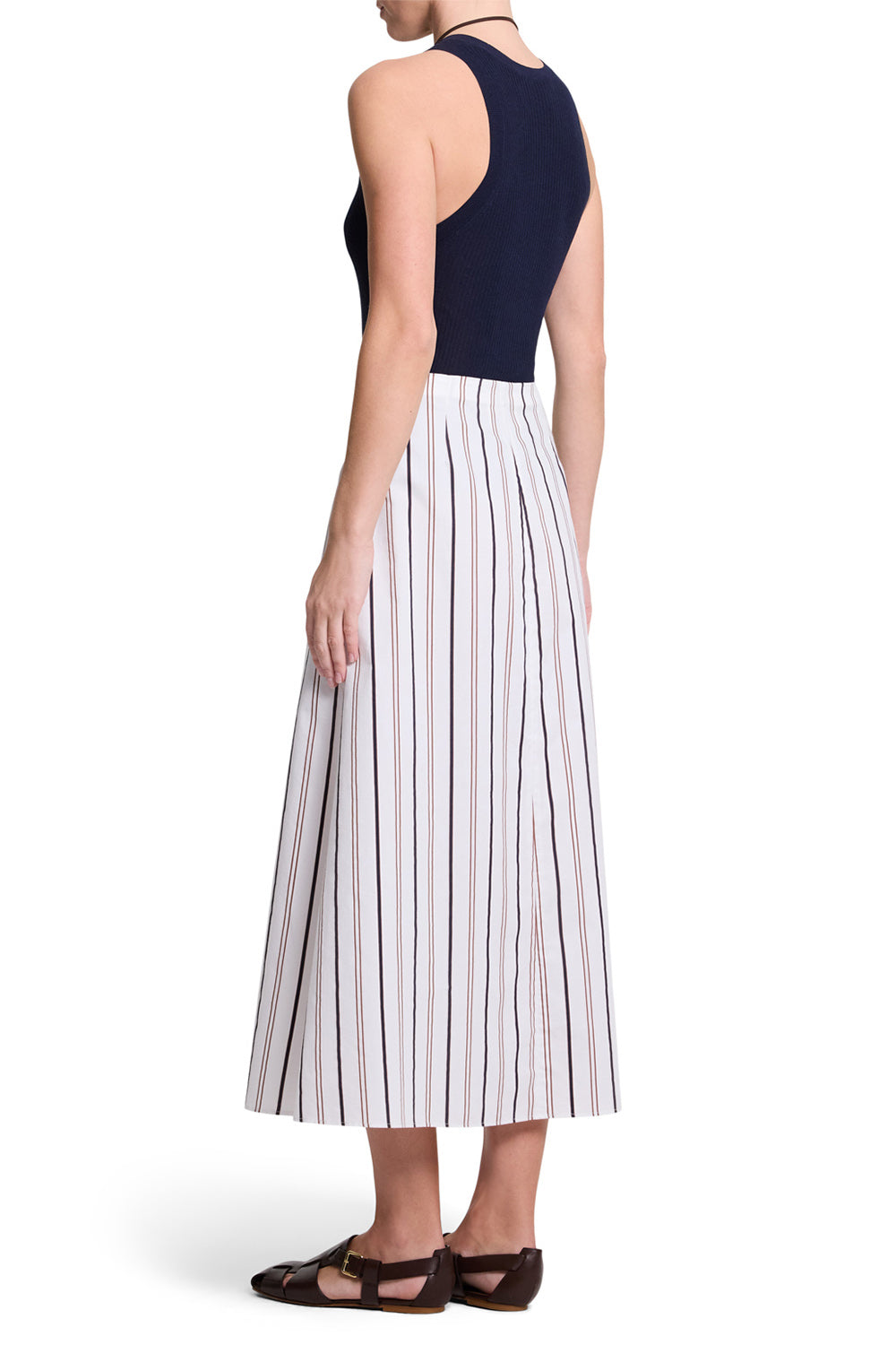 The A-Line Skirt - White Multi-STRIPE-2-CLOTHINGSKIRTMIDI-TWP