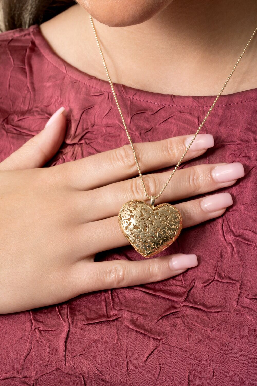 Extra Large Puffy Heart Icon Pendant Necklace-YELLOW GOLD-JEWELRYFINE JEWELNECKLACE O-SYDNEY EVAN