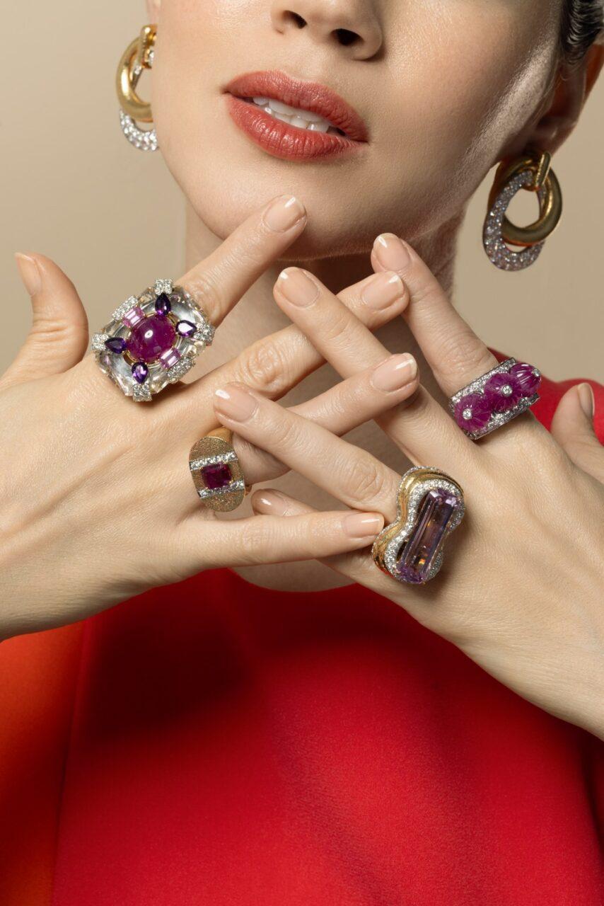 Kunzite Diamond Couture Ring-YELLOW GOLD-6-JEWELRYFINE JEWELRING-DAVID WEBB