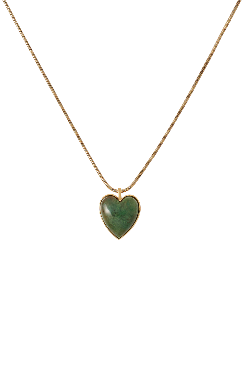 Green Agate Heart Adjustable Choker Necklace
