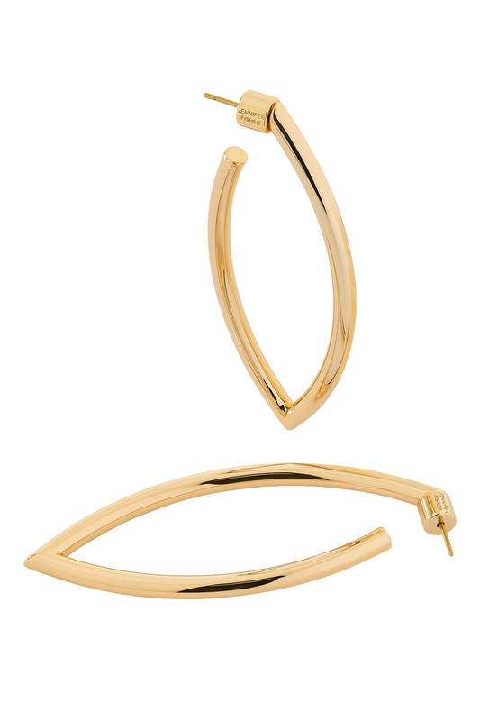 Medium Feather Hoop Earrings - Yellow