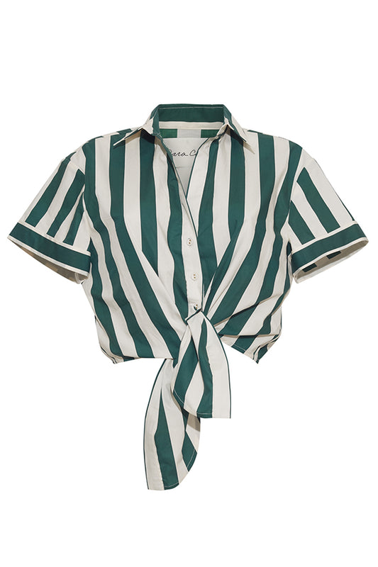 Asbury Top - Green White Stripe