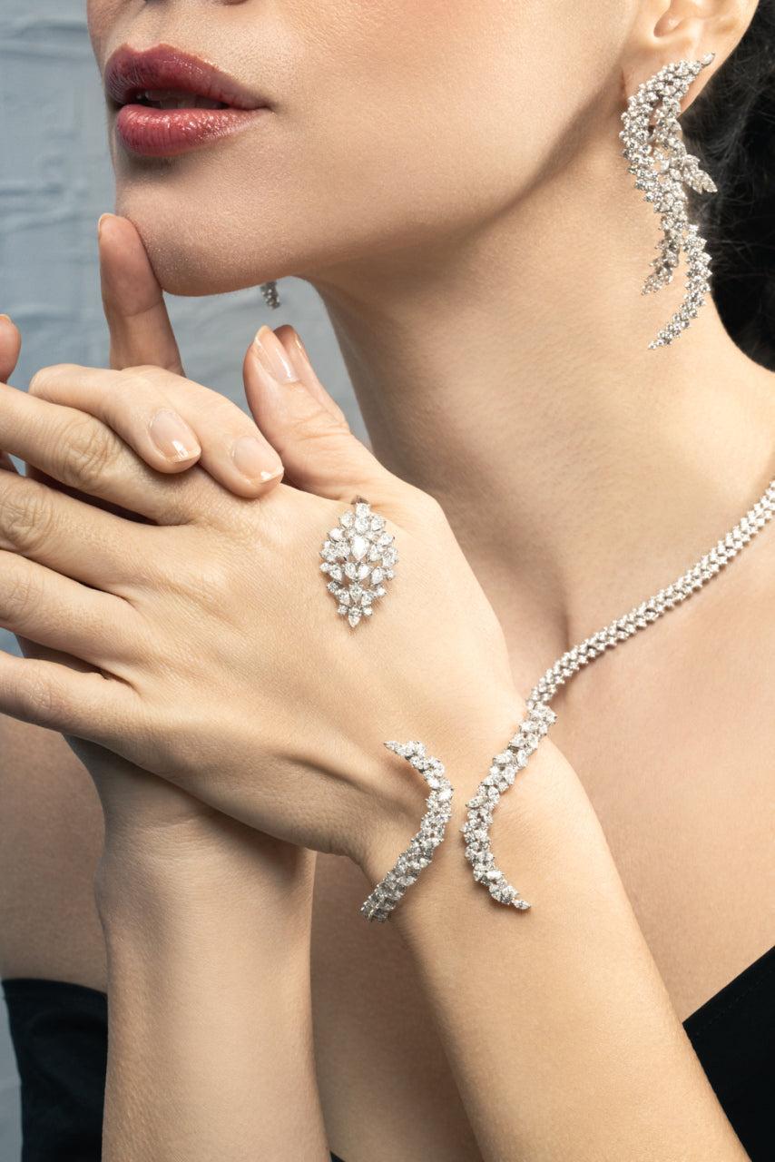 Diamond Y Couture Handpiece Bracelet-WHITE GOLD-JEWELRYFINE JEWELBRACELET O-YEPREM