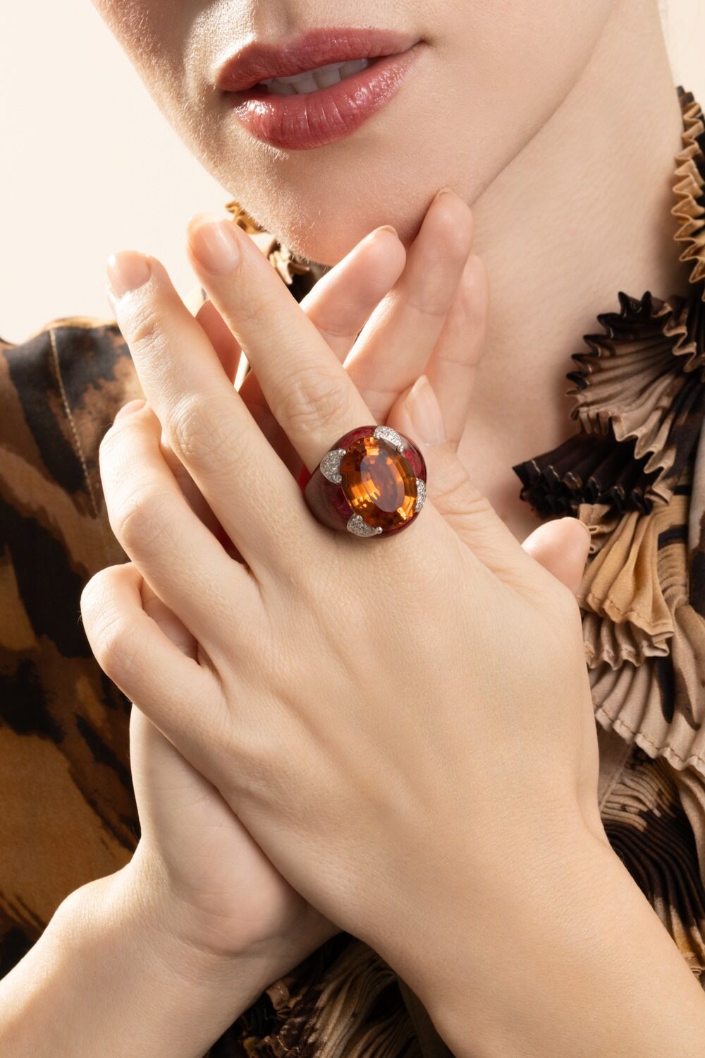 Citrine Red Oval Ring-SILVER-7-JEWELRYFINE JEWELRING-ANDREOLI