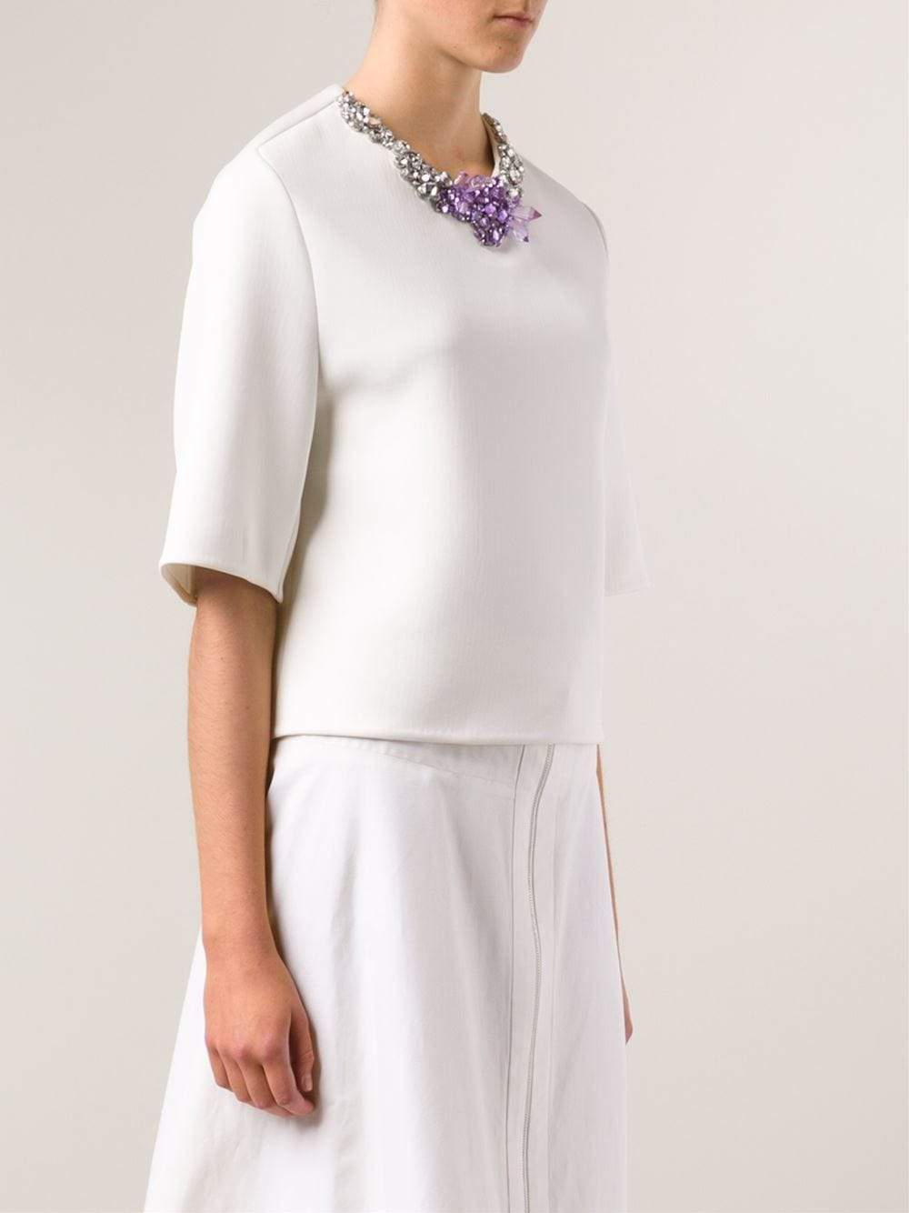 3.1 PHILLIP LIM-Oversized Shirt With Encrusted Neckline-