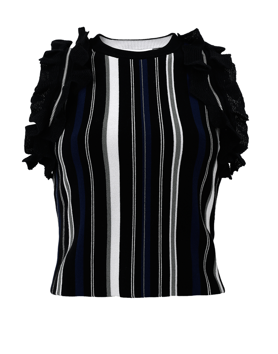 3.1 PHILLIP LIM-Striped Ruffled Sport Tank-
