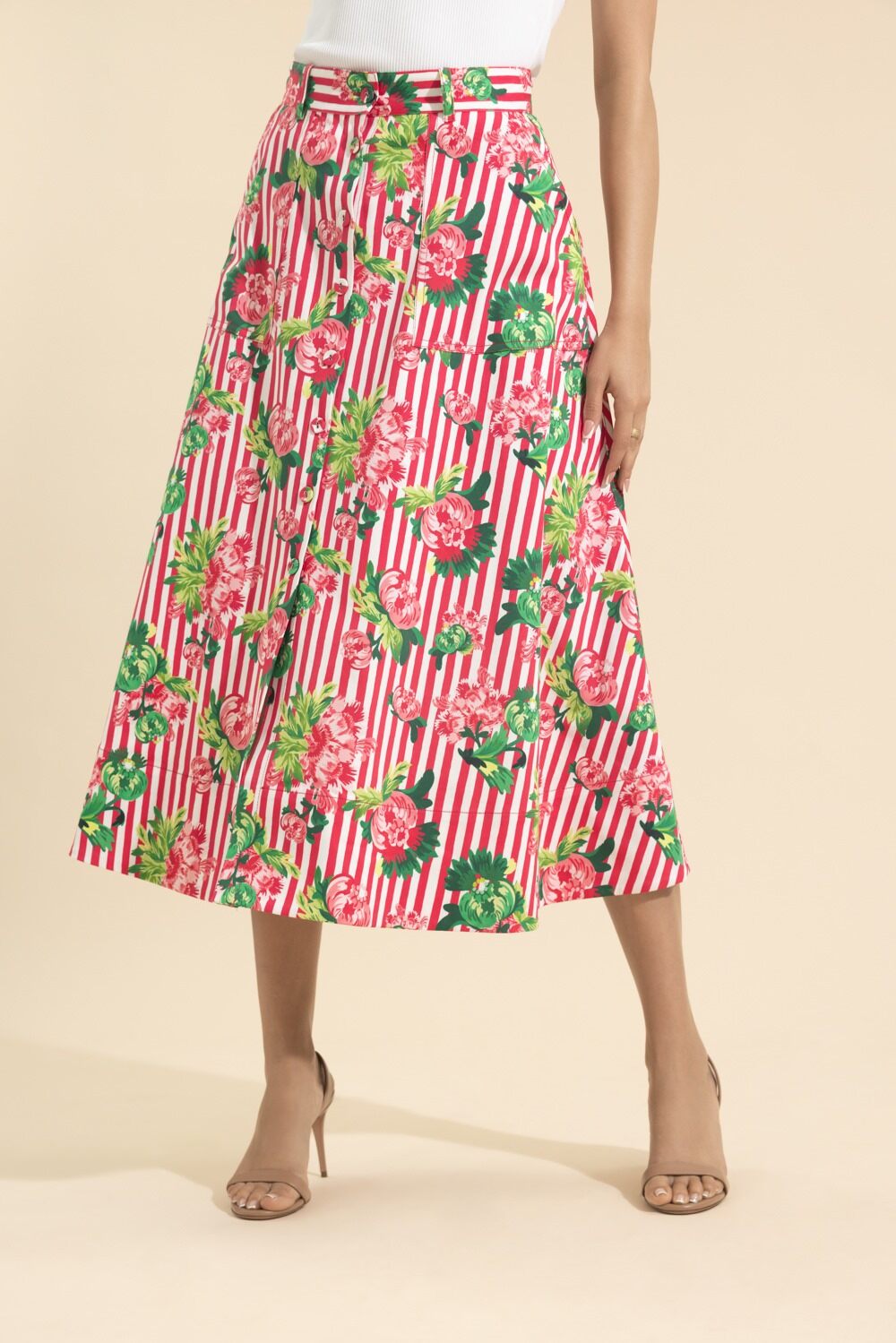 Kali Skirt-STRIPE-2-CLOTHINGSKIRTMIDI-SALONI