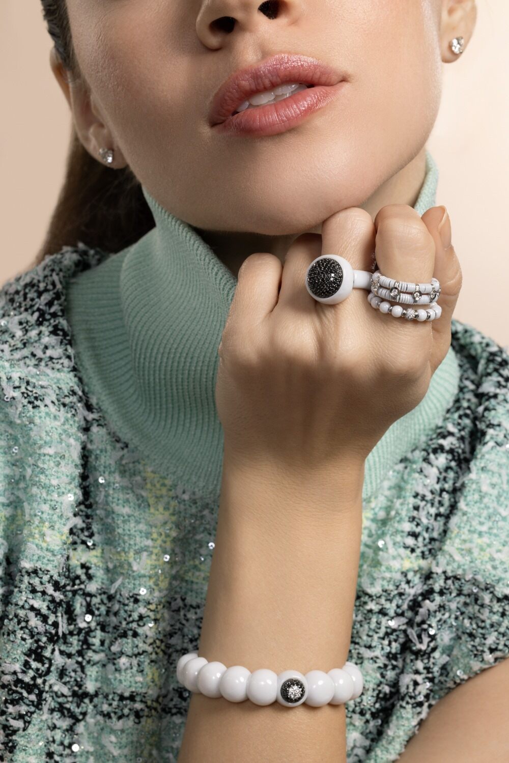 Black Diamond Medium White Dama Bracelet-WHITE GOLD-5.5-JEWELRYFINE JEWELRING-ROBERTO DEMEGLIO