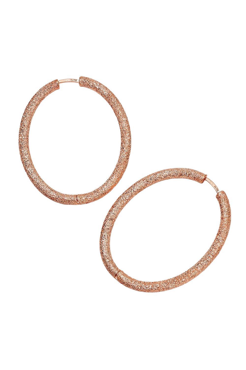 Florentine Finish Large Oval Hoop Earrings-ROSE GOLD-JEWELRYFINE JEWELEARRING-CAROLINA BUCCI