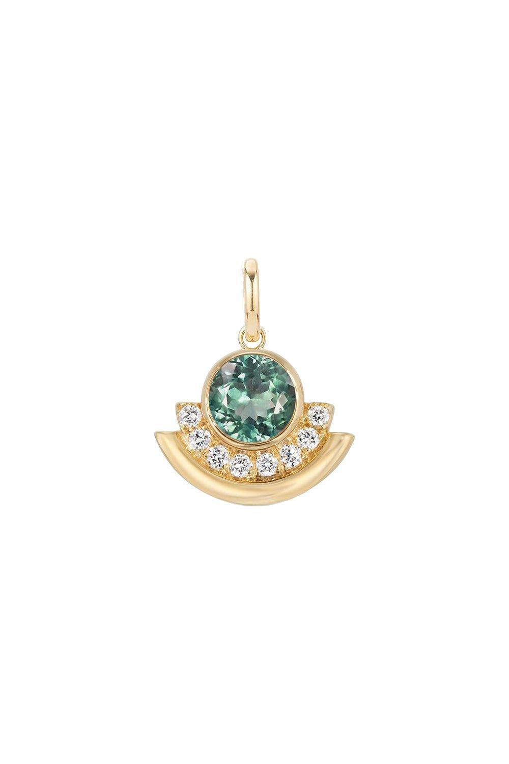 Green Tourmaline Arc Charm-YELLOW GOLD-JEWELRYFINE JEWELPENDANT-CASEY PEREZ