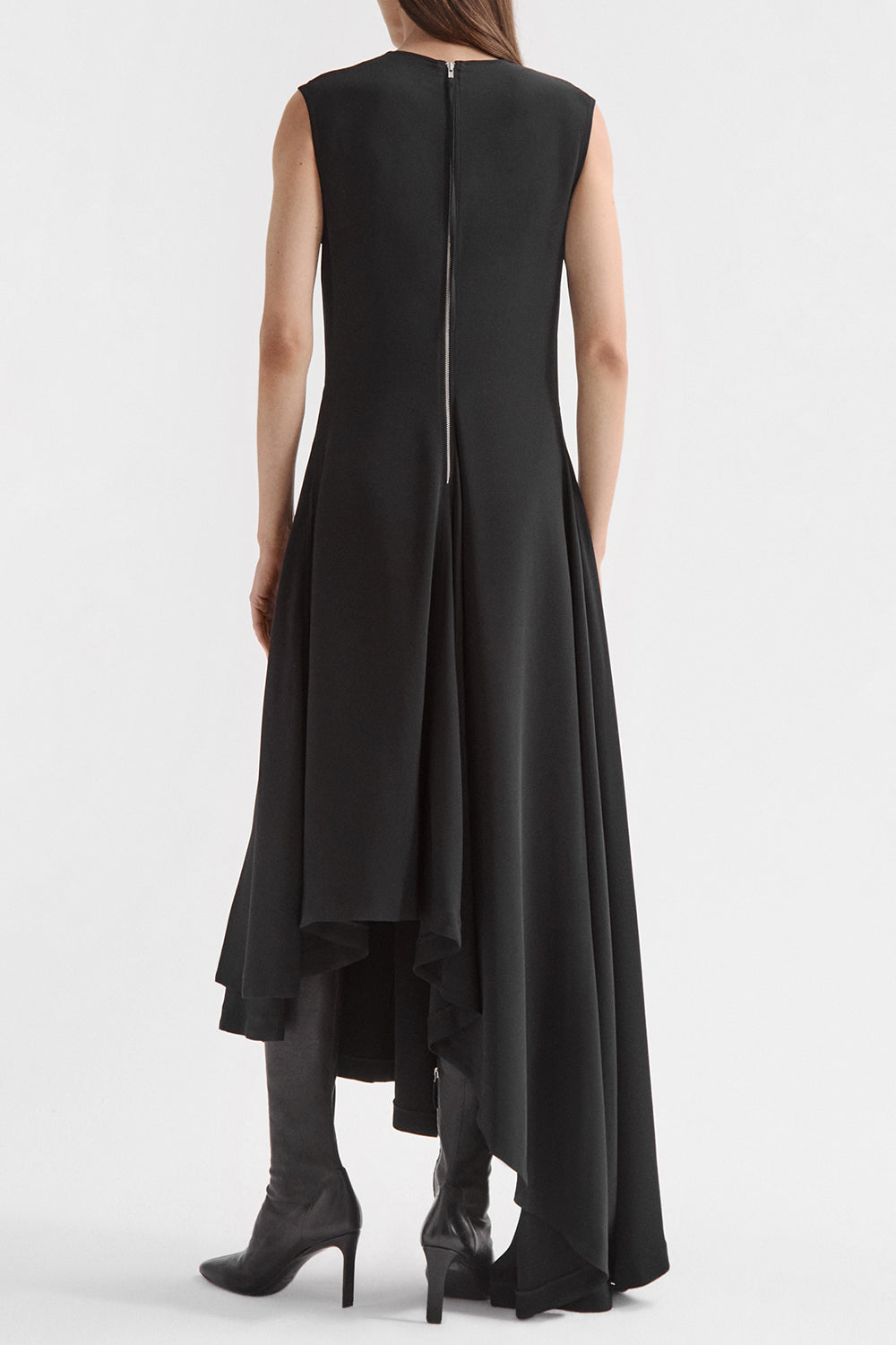  Asymmetric Midi Dress-BLACK-XS-CLOTHINGDRESSCASUAL-CO COLLECTION 