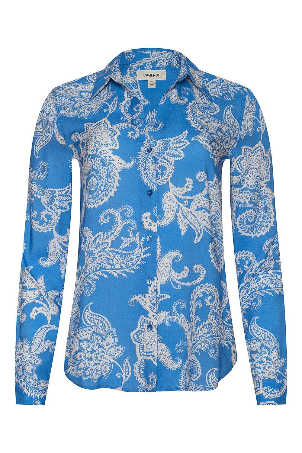 Holly Blouse - Regatta Blue Paisley-BLUE-XS-CLOTHINGTOPBLOUSE-L'AGENCE