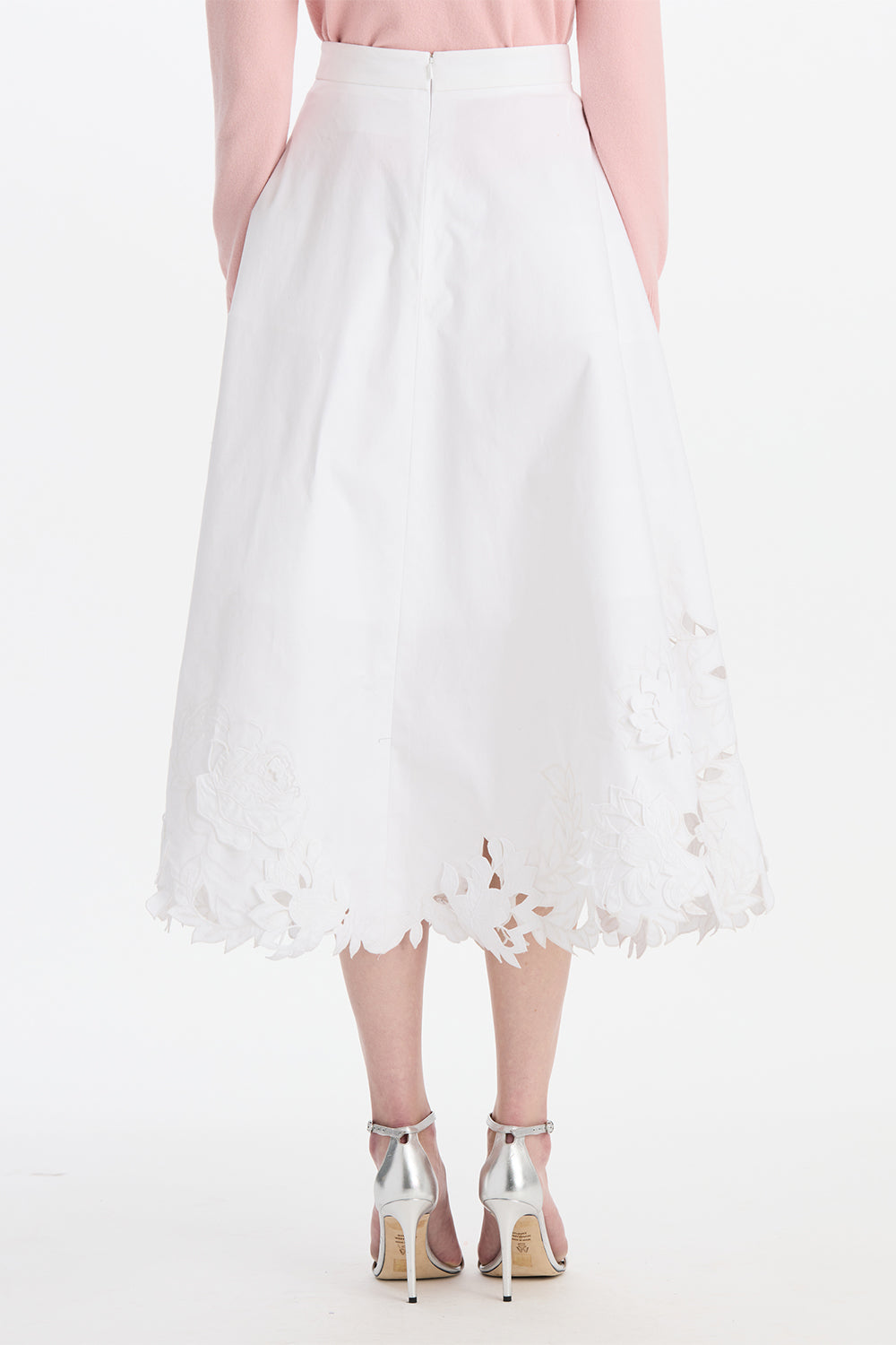 Embroidered Floral Circle Midi Skirt
