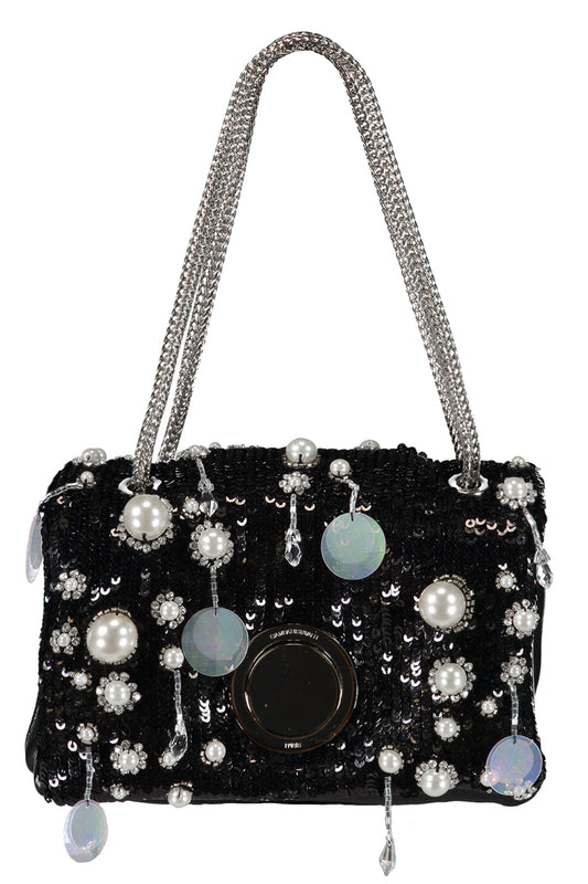 GIAMBATTISTA VALLI-Mini Airbag Bag - Black Embroidered-BLACK/SILVER