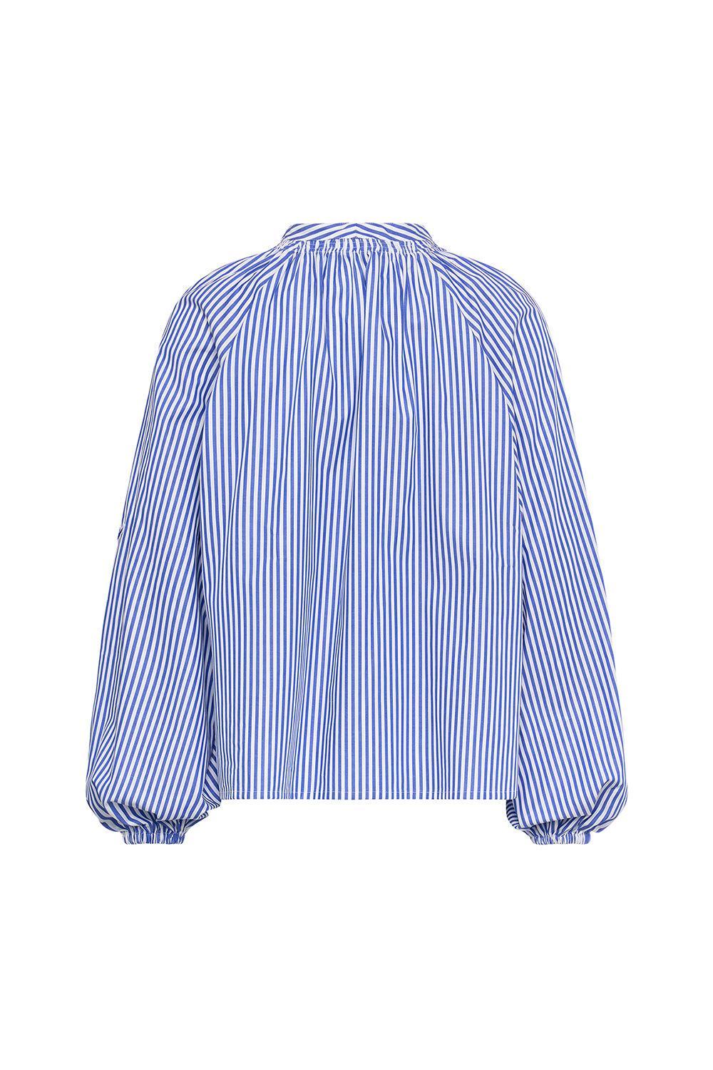 Emboidery Stripe Blouse-NVY/WHT-34-CLOTHINGTOPBLOUSE-MAISON COMMON