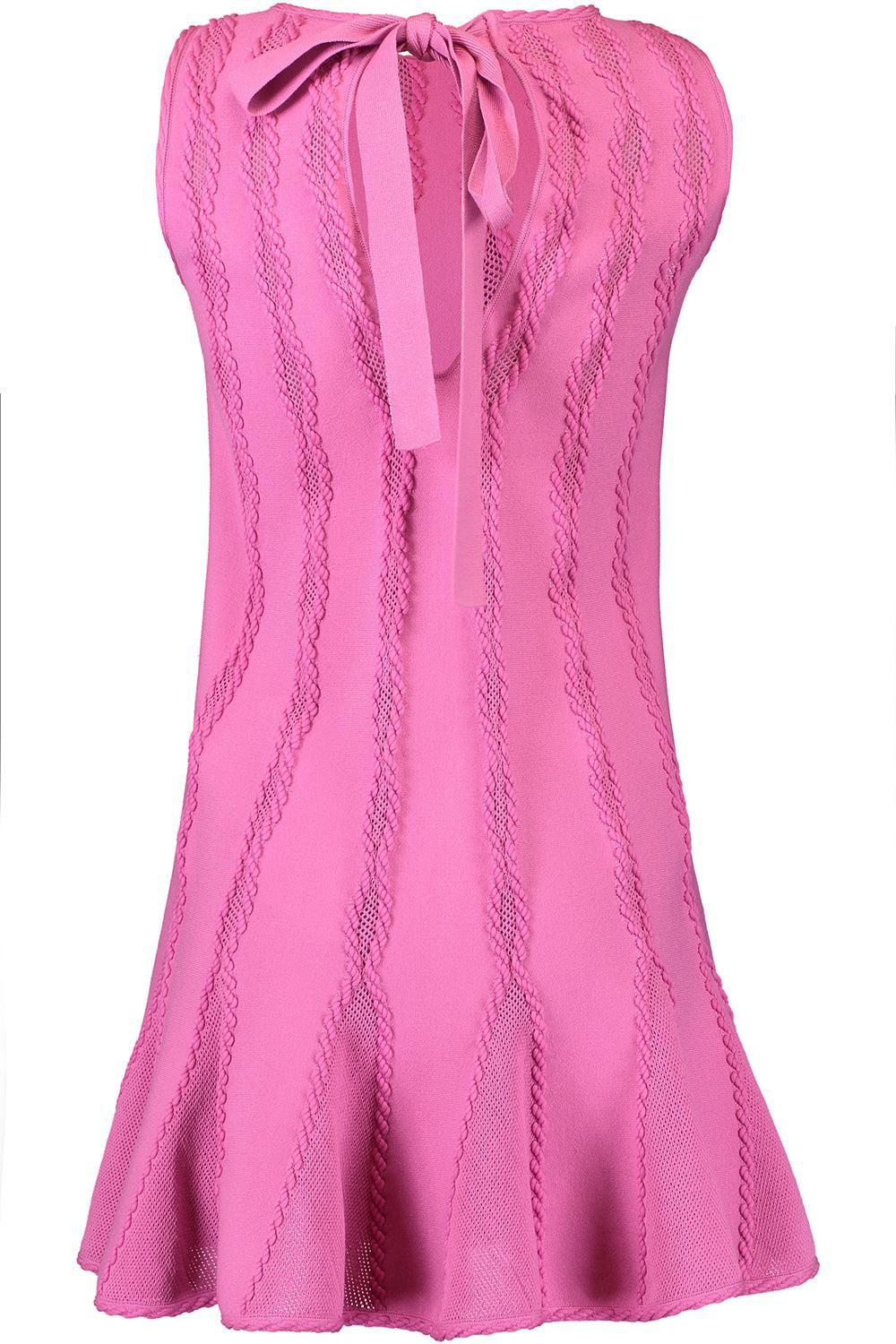 Sleeveless Braid Trapeze Dress-ROSEHIP-XS-CLOTHINGDRESSCOCKTAIL-OSCAR DE LA RENTA