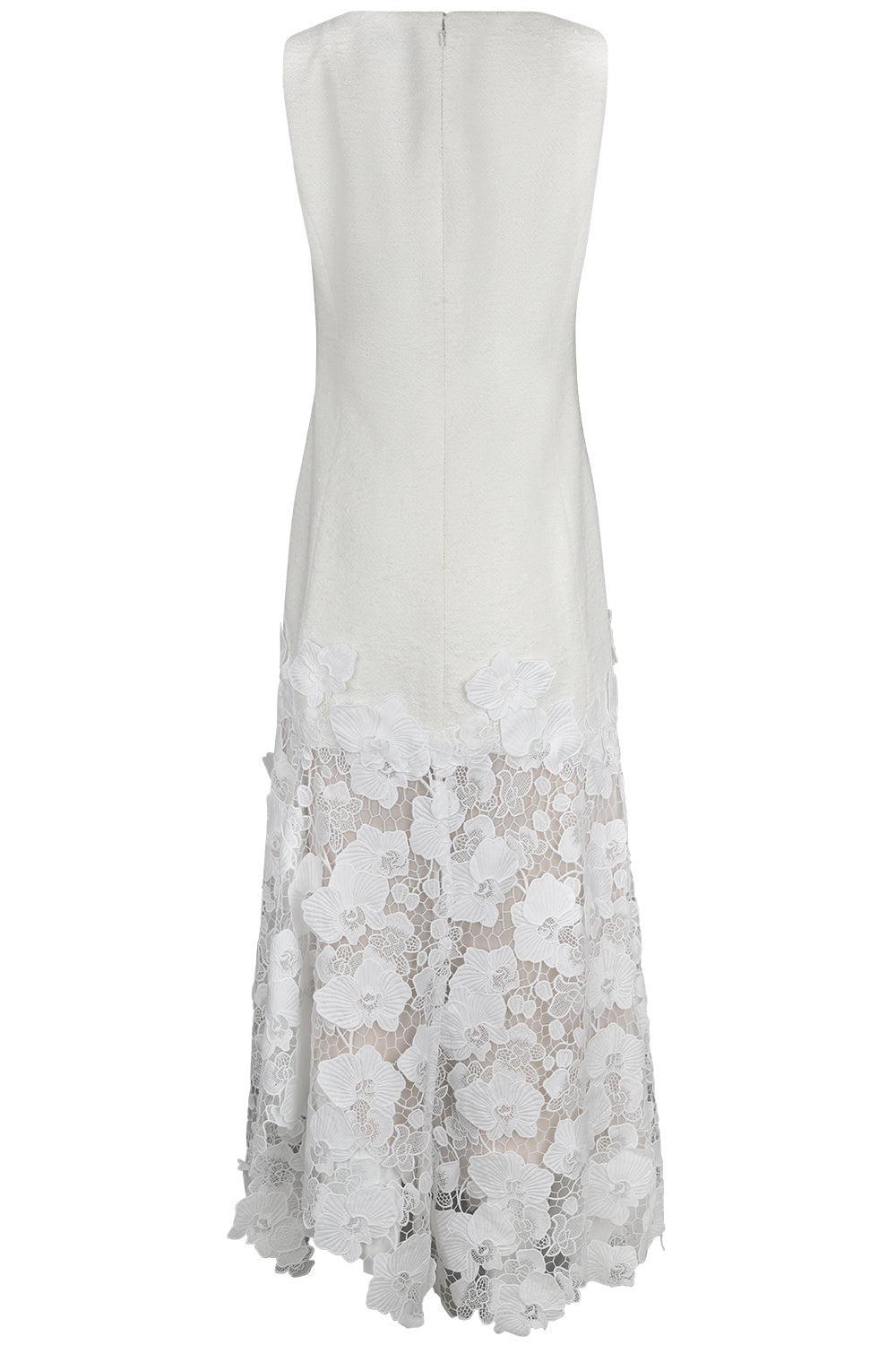 Orchid Sleeveless Dress-IVORY-4-CLOTHINGDRESSCOCKTAIL-OSCAR DE LA RENTA