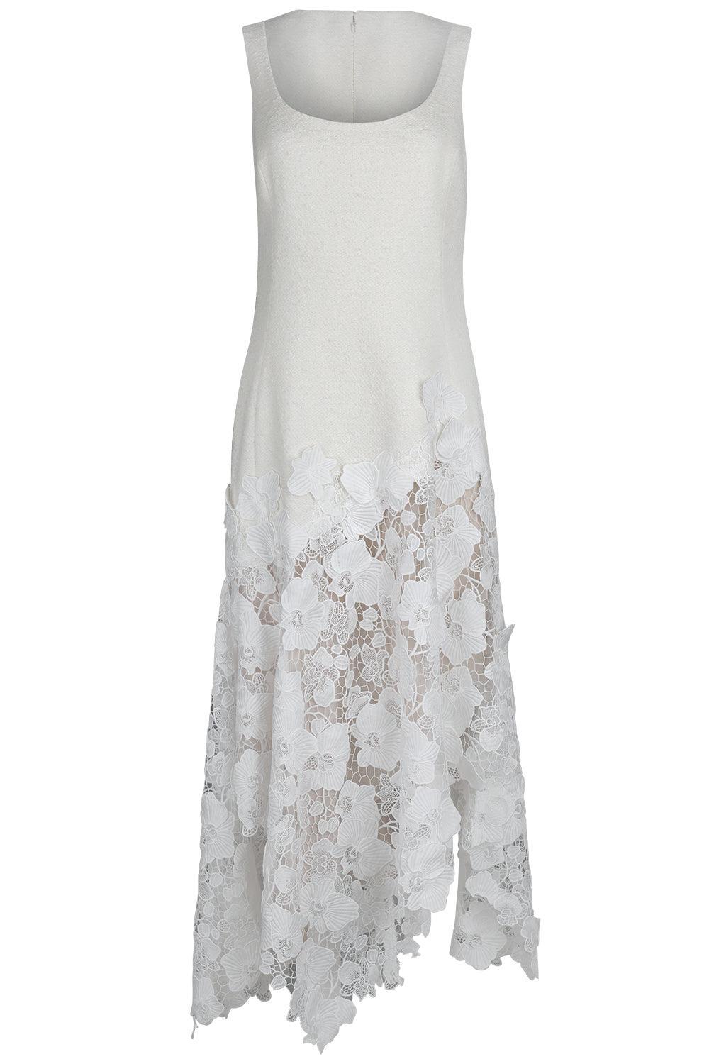 Orchid Sleeveless Dress-IVORY-4-CLOTHINGDRESSCOCKTAIL-OSCAR DE LA RENTA