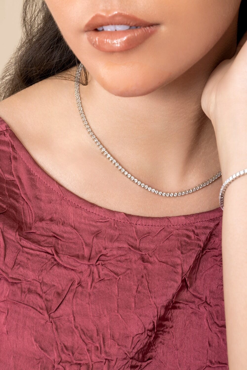 Diamond Tennis Necklace - 7ct-WHITE GOLD-16-JEWELRYFINE JEWELNECKLACE O-WITH LOVE