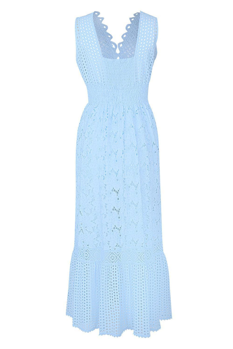 blue satin slit dress Belice Dress