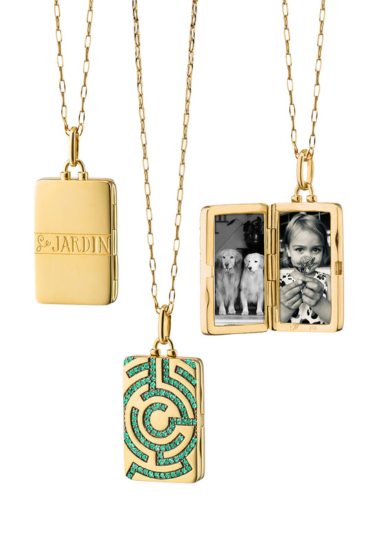 Emerald Le Jardin Garden Maze Locket Necklace-YELLOW GOLD-22-JEWELRYFINE JEWELNECKLACE O-MONICA RICH KOSANN