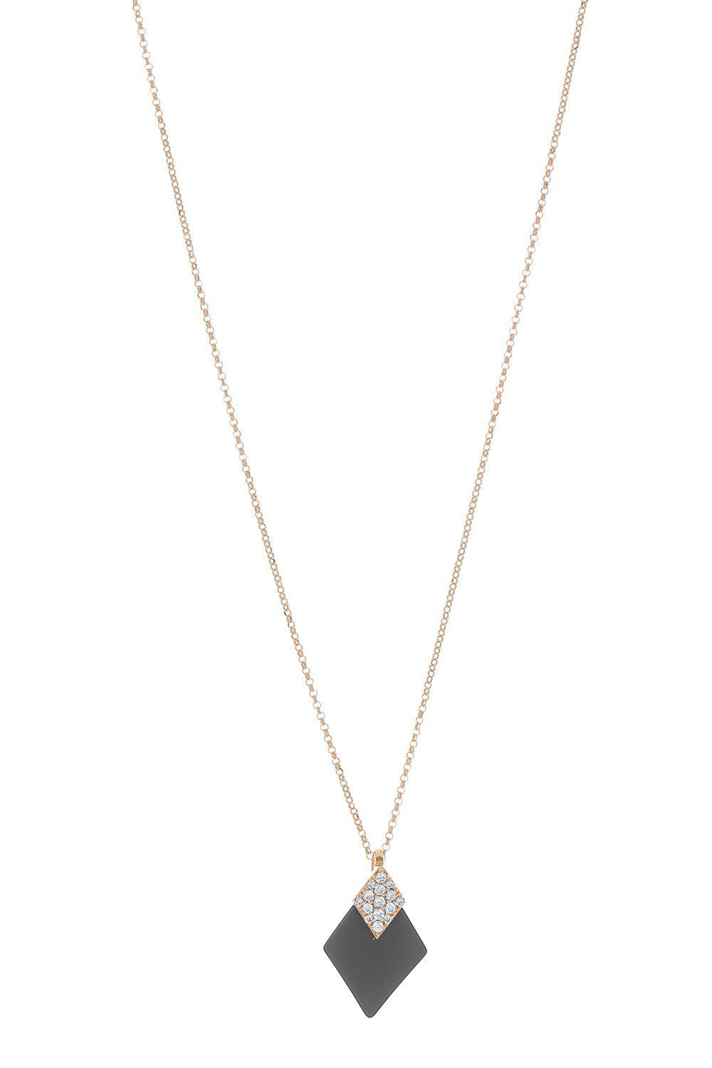 Diamond Matte Black Diva Pendant Necklace-ROSE GOLD-JEWELRYFINE JEWELNECKLACE O-ROBERTO DEMEGLIO
