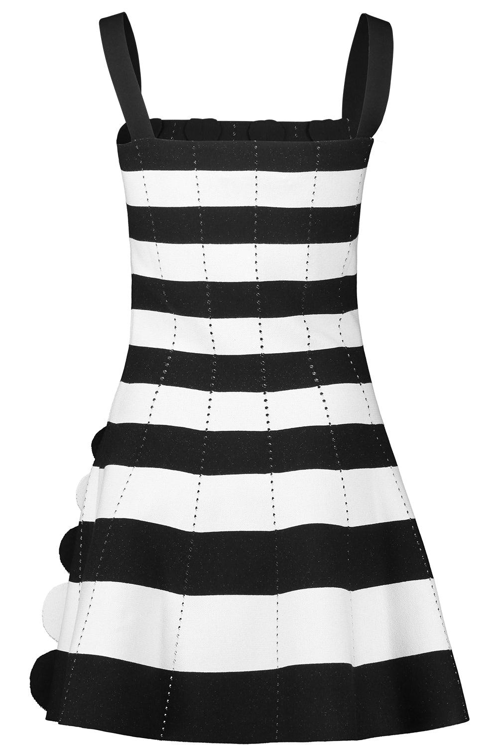 3d Circle Stripe Dress-NVY/IVOR-XS-CLOTHINGDRESSCASUAL-OSCAR DE LA RENTA