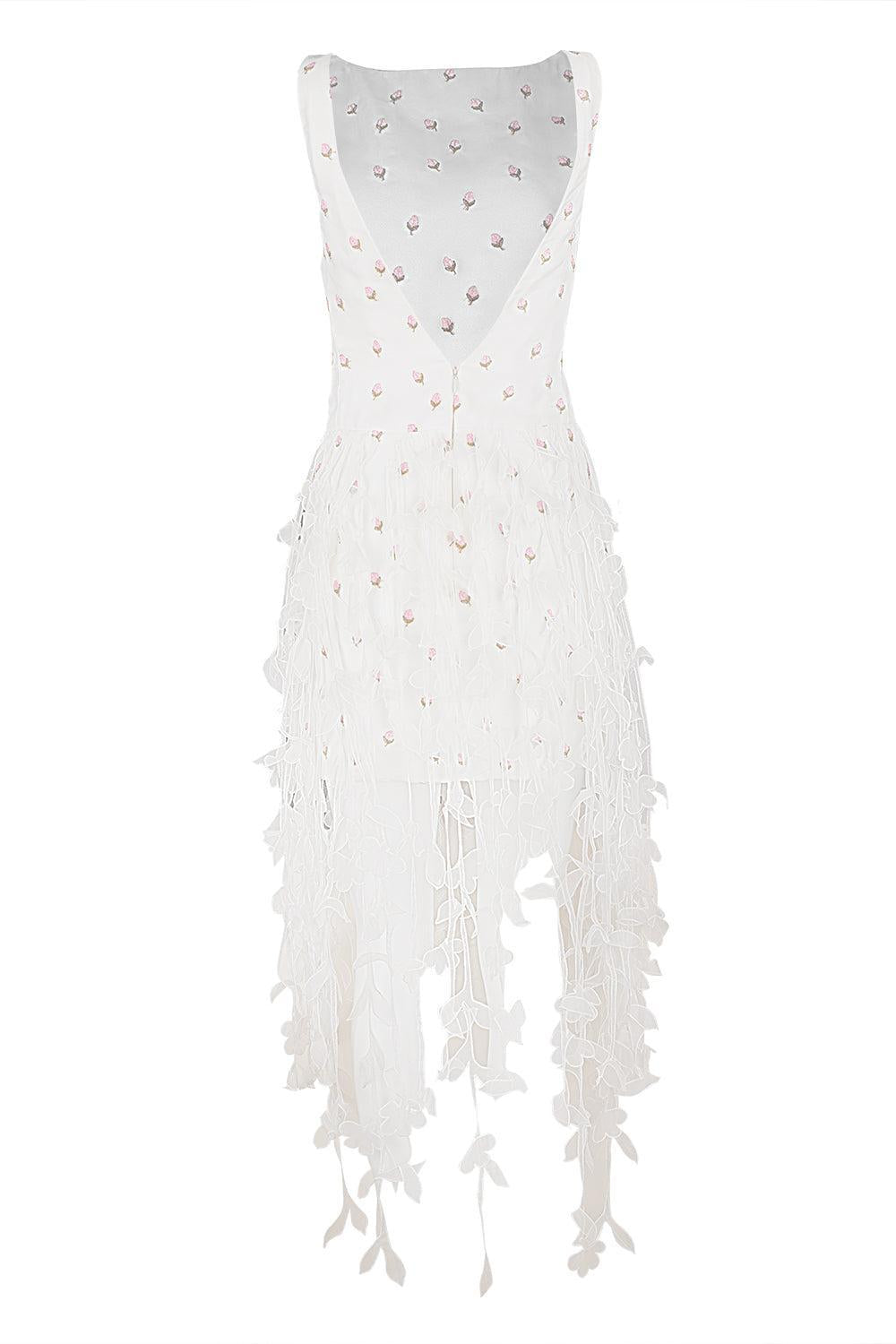 Floral Applique Dress-IVORY-40-CLOTHINGDRESSCOCKTAIL-GIAMBATTISTA VALLI