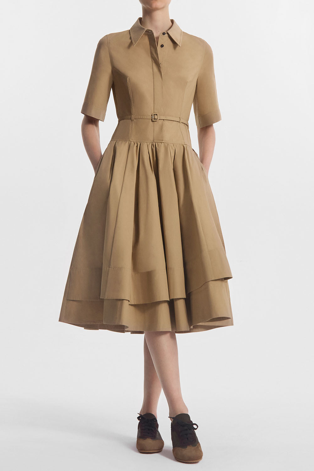 Short Sleeve Belted Dress