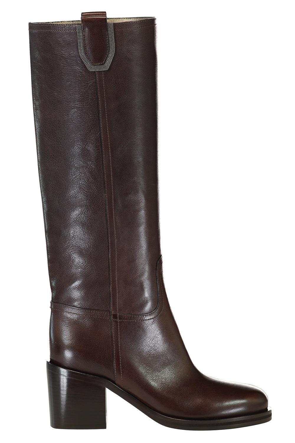 Shiny Detail City Boot-CHOCOLATE-37-SHOEBOOT-BRUNELLO CUCINELLI