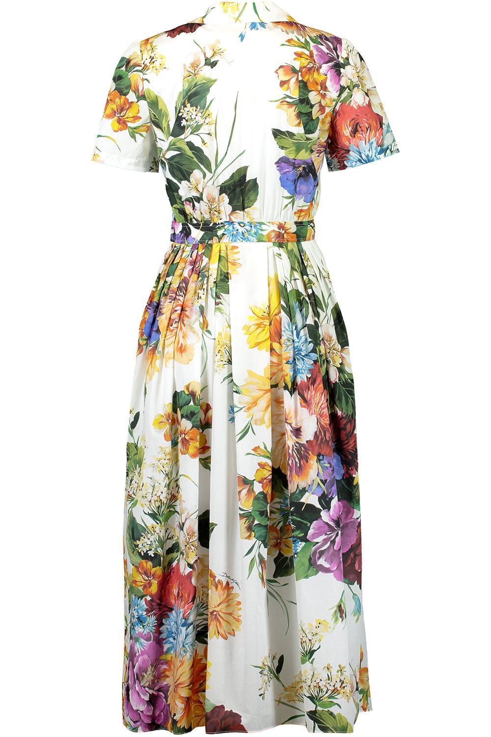 Flower Boquet Shirt Dress-WHTFLWRS-38-CLOTHINGDRESSCASUAL-DOLCE & GABBANA