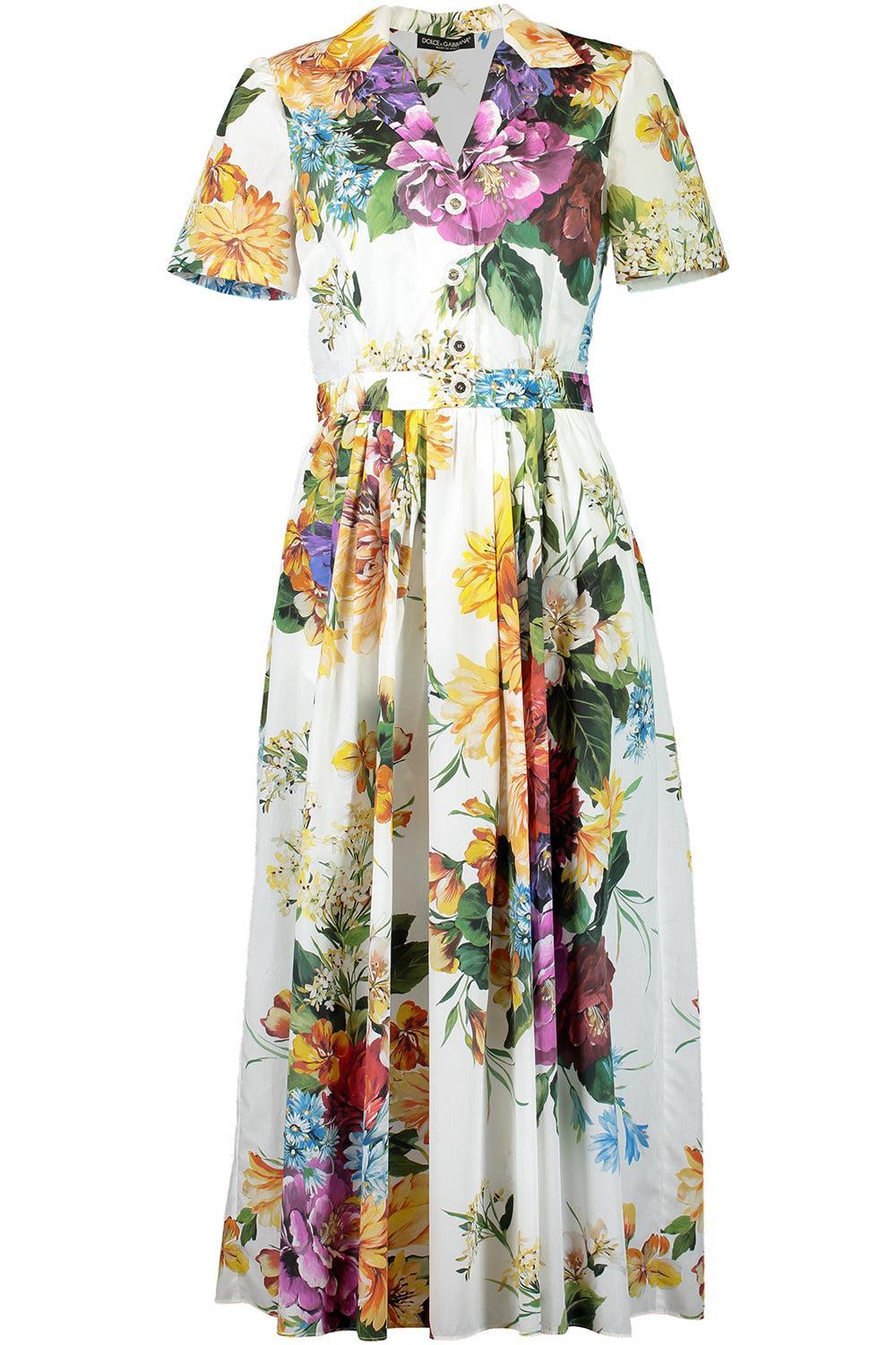 Flower Boquet Shirt Dress-WHTFLWRS-38-CLOTHINGDRESSCASUAL-DOLCE & GABBANA
