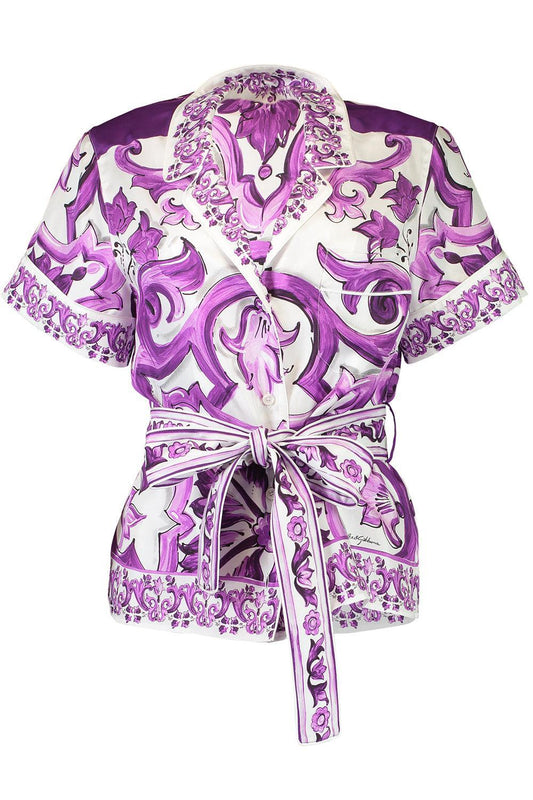 Maiolica Pajama Shirt-MXMAIVIO-38-CLOTHINGTOPBLOUSE-DOLCE & GABBANA