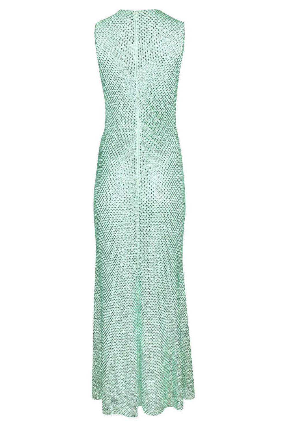 Self-Portrait Women's Mint Rhinestone Mesh Maxi Dress - Green