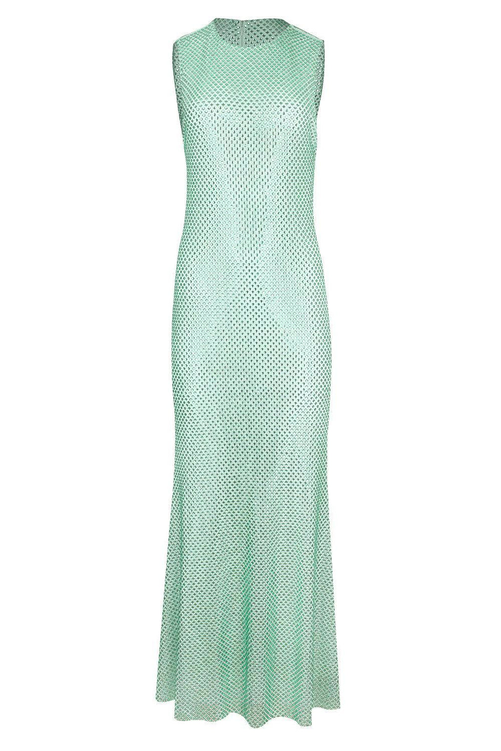 Self-Portrait Women's Mint Rhinestone Mesh Maxi Dress - Green - Size 2 Self-Portrait Women's Mint Rhinestone Mesh Maxi Dress - Green - Size 2